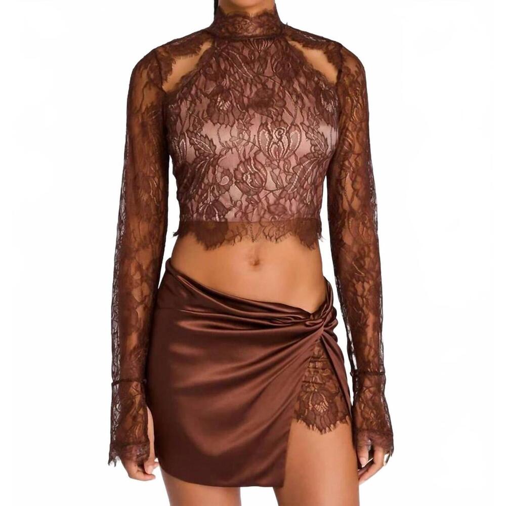 NEW RETROFETE emmillee lace top in espresso
